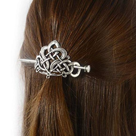 Silver Celtic Knot Hair Pin Slide Hair Accessory - Picture 2 of 6